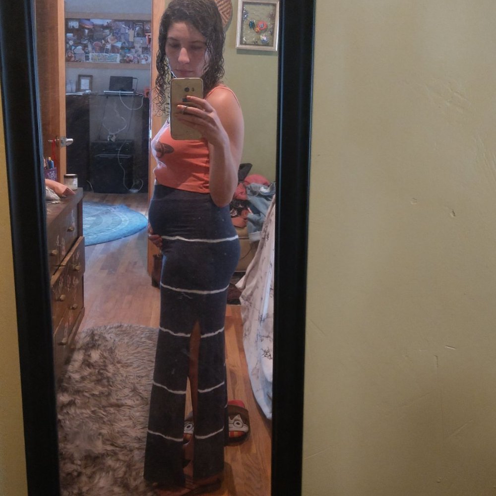 American Eagle tiedye maxi navy and white with slit